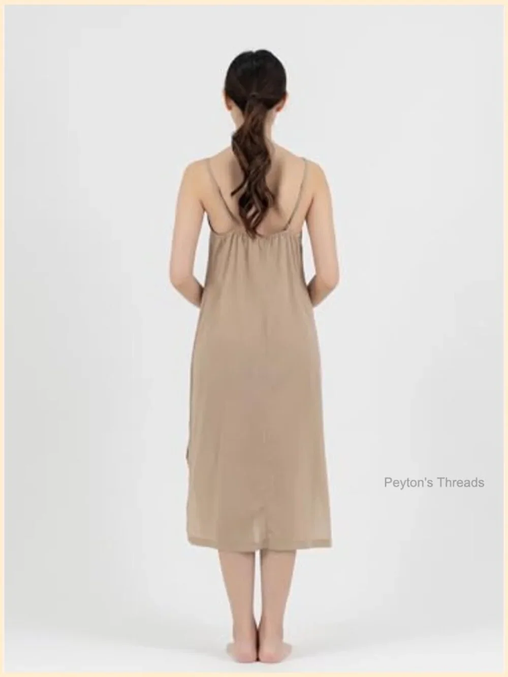 Midi Length Cotton Full Slip Under Dress Adjustable Spaghetti Strap